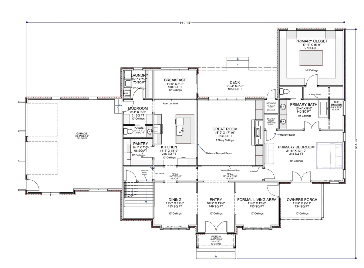 Virginian Tudor Archival Designs Floor Plan