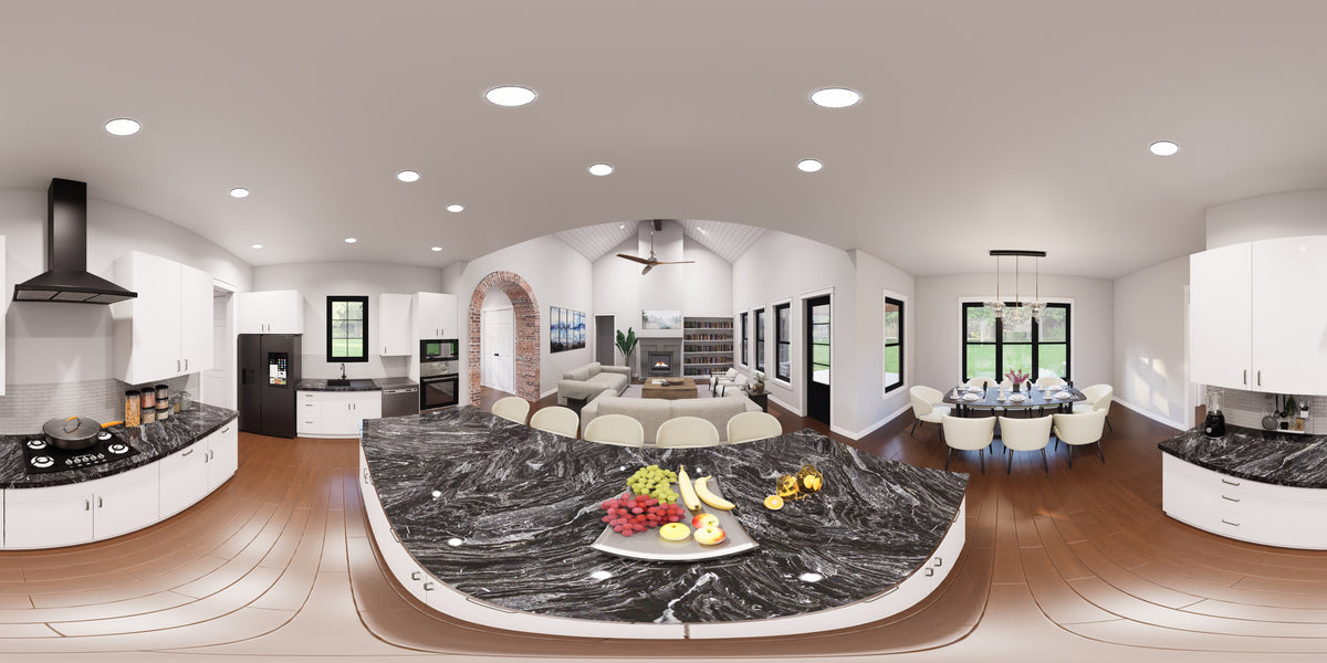 L7873-A Farmhouse House Kitchen Panorama, 3 Bedrooms, 2.5 Bathrooms | Weatherford Farmhouse 