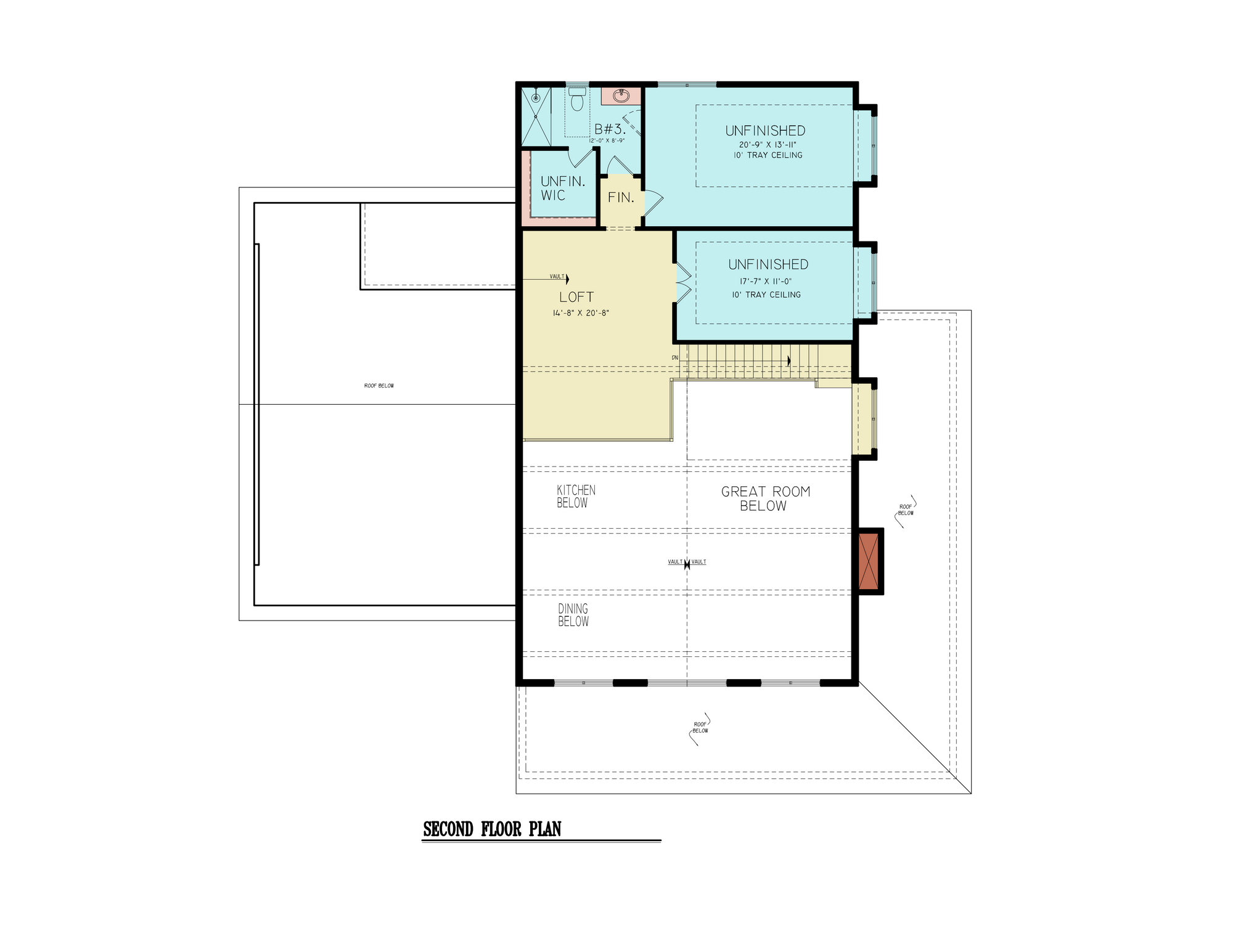 26036 Whistlewood 2 House Plan, Modern Farmhouse 3 Beds, 2.5 Baths
Second Floor Plan