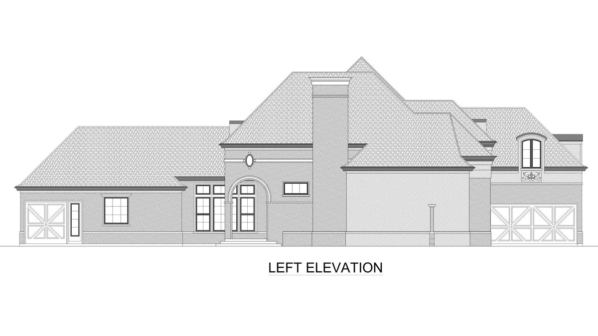 F7974-A Tudor House, 3 Bedrooms, 3.5 Bathrooms | Woodward Bluffs Left Elevation