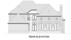 F7974-A Tudor House, 3 Bedrooms, 3.5 Bathrooms | Woodward Bluffs Rear Elevation