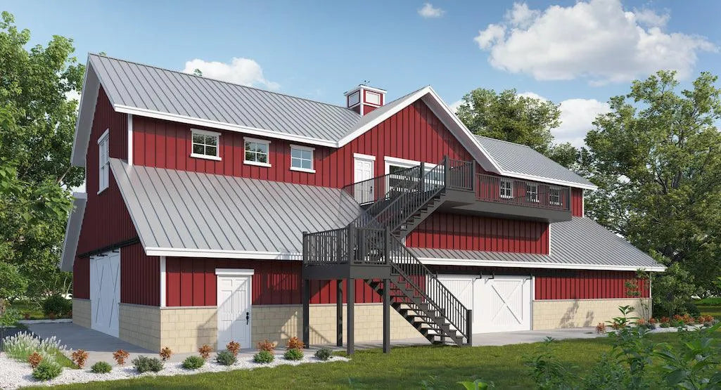 Wagon Wheel Barn Garage Plan - Archival Designs House Plans