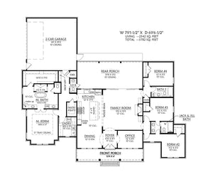 C8373-A Modern Farmhouse Floor Plan, 4 Bedrooms, 3.5 bathrooms | Cypress Ridge House Plan 