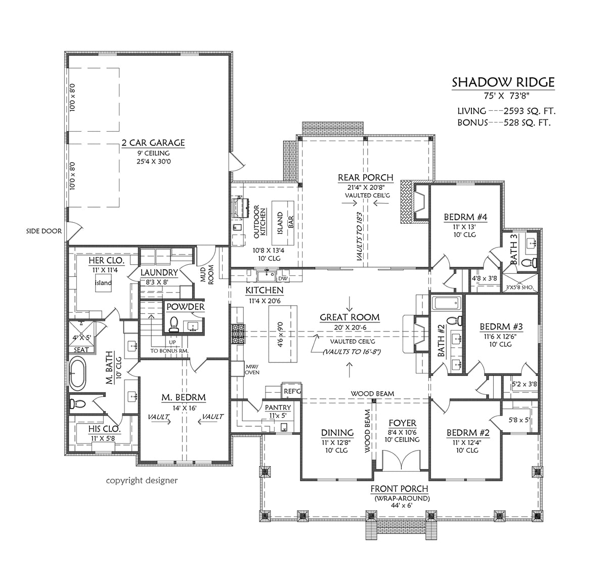 C8047-A Farmhouse House First Floor Plan, 4 Bedrooms, 4.5 Bathrooms | Shadow Ridge  