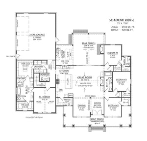 C8047-A Farmhouse House First Floor Plan, 4 Bedrooms, 4.5 Bathrooms | Shadow Ridge  