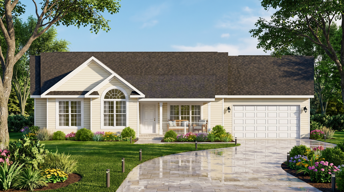 A8201-A Traditional House, 3 Bedrooms, 2 Bathrooms | Wickham House Plan Exterior-3