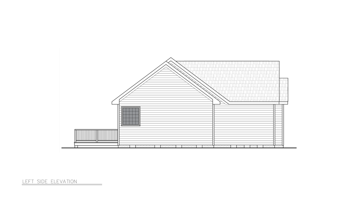 A8201-A Traditional House, 3 Bedrooms, 2 Bathrooms | Wickham House Plan Left Elevation