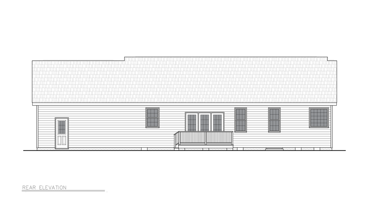 A8201-A Traditional House, 3 Bedrooms, 2 Bathrooms | Wickham House Plan Rear Elevation