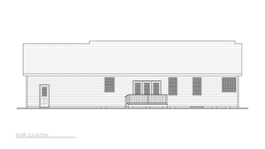 A8201-A Traditional House, 3 Bedrooms, 2 Bathrooms | Wickham House Plan Rear Elevation
