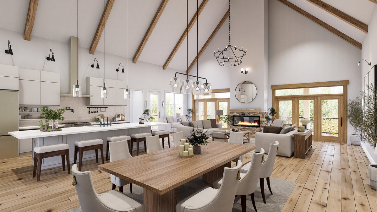 A7897-A Modern Farmhouse 3 Beds, 2 Baths Interior Great Room Dining