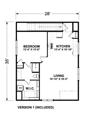 X7320-A The Winthrop 35 Enclosed Stairs House Second Floor Plan 1 Bed 1 Bath