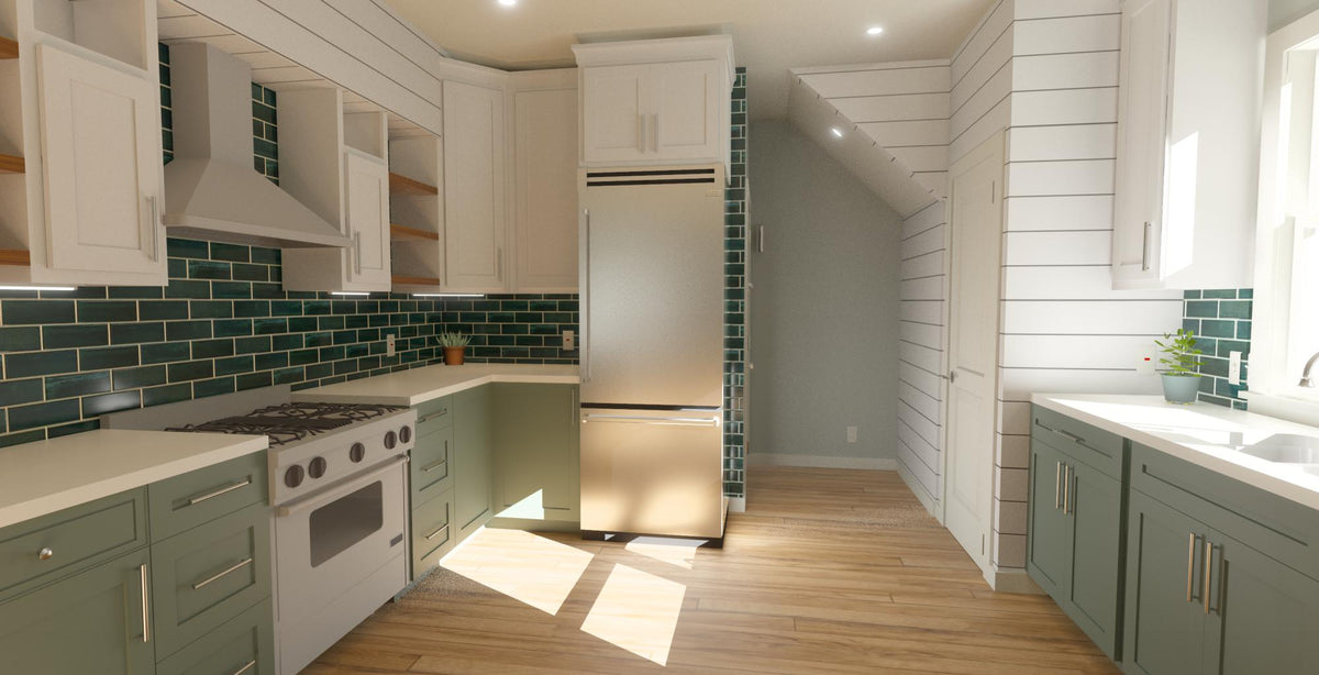 X7320-A The Winthrop 35 Enclosed Stairs House Kitchen 