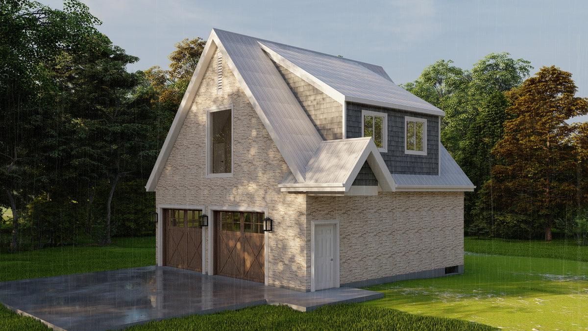 Modern Two-Bedroom House Plan with Garage and Loft Living