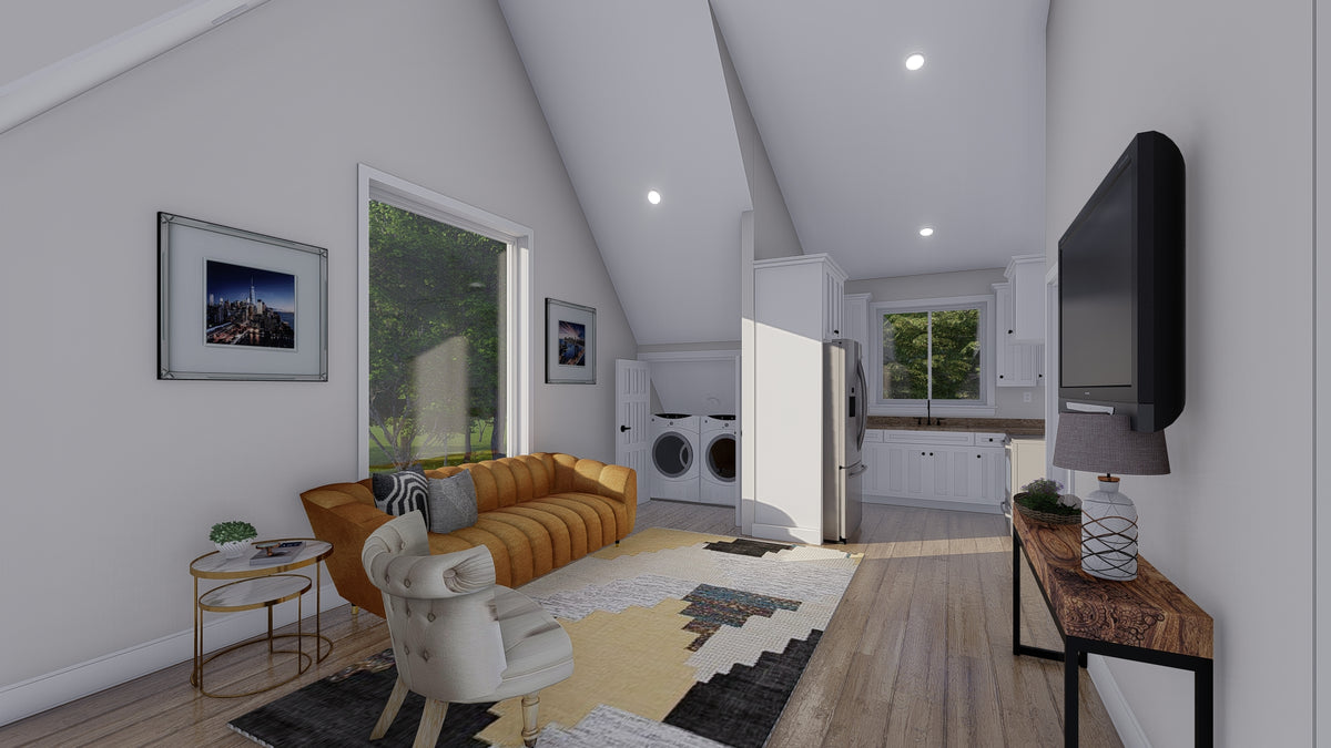 Modern Two-Bedroom House Plan with Garage and Loft Living