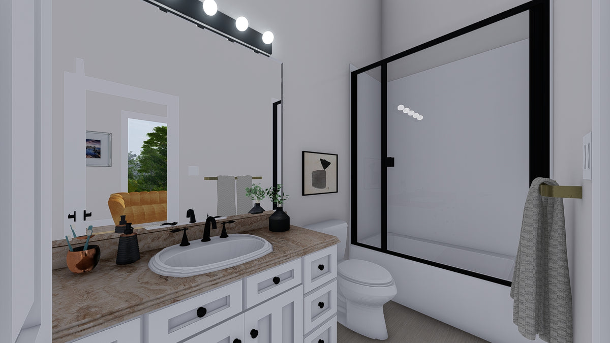 Modern Two-Bedroom House Plan with Garage and Loft Living