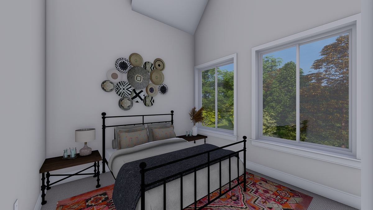 Modern Two-Bedroom House Plan with Garage and Loft Living