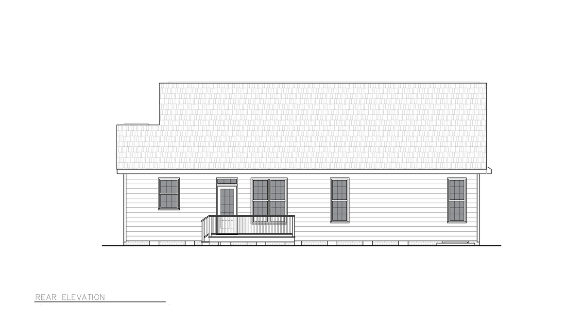 A8203-A Modern Farmhouse, 3 Bedrooms, 2 Bathrooms | Zachary House Plan Rear Elevation