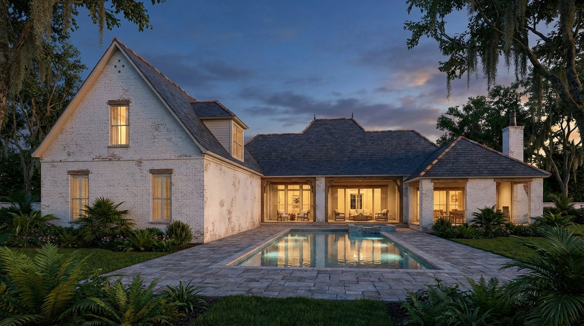 C653-A Acadian House, 4 Bed, 3.5 Bath | Royal Oaks House Plan Exterior-4