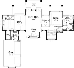 G7997-A Modern French Country House First Floor Plan, 4 Bedrooms, 4 Bathrooms | Camelback Ranch 30289 