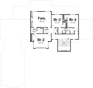 G7997-A Modern French Country House Second Floor Plan, 4 Bedrooms, 4 Bathrooms | Camelback Ranch 30289 