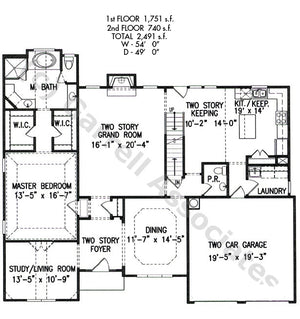 A7162-A  Churchill House first floor plan 4 Bedrooms, 2.5 Baths