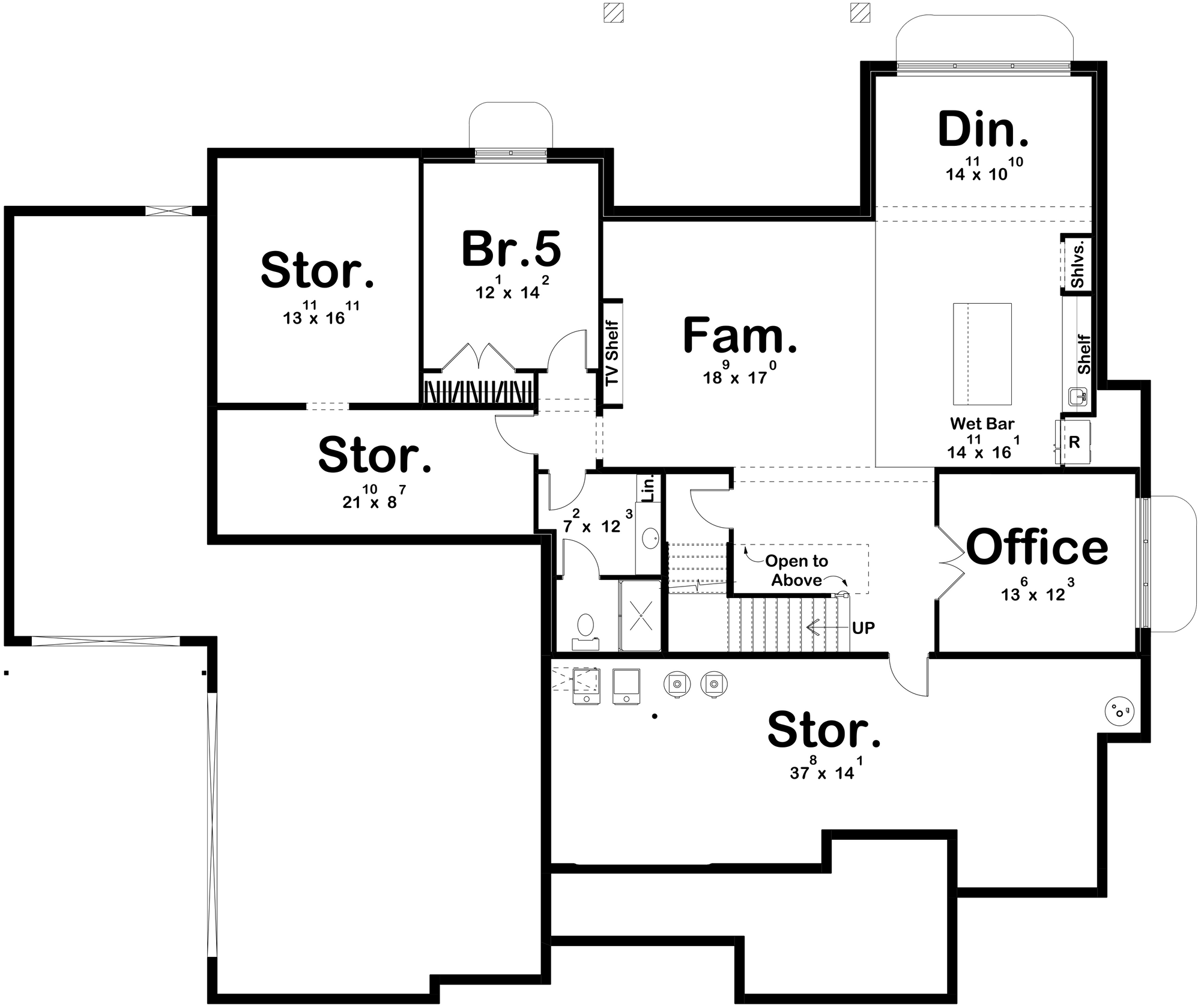 G7959-A Cottage House Finished Basement Floor Plan, 4 Bedrooms, 3 Bathrooms | Cottage Hill 29408 