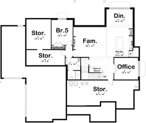 G7959-A Cottage House Finished Basement Floor Plan, 4 Bedrooms, 3 Bathrooms | Cottage Hill 29408 
