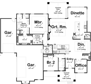 G7959-A Cottage House First Floor Plan, 4 Bedrooms, 3 Bathrooms | Cottage Hill 29408 