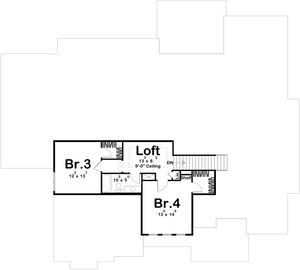 G7959-A Cottage House Second Floor Plan, 4 Bedrooms, 3 Bathrooms | Cottage Hill 29408 