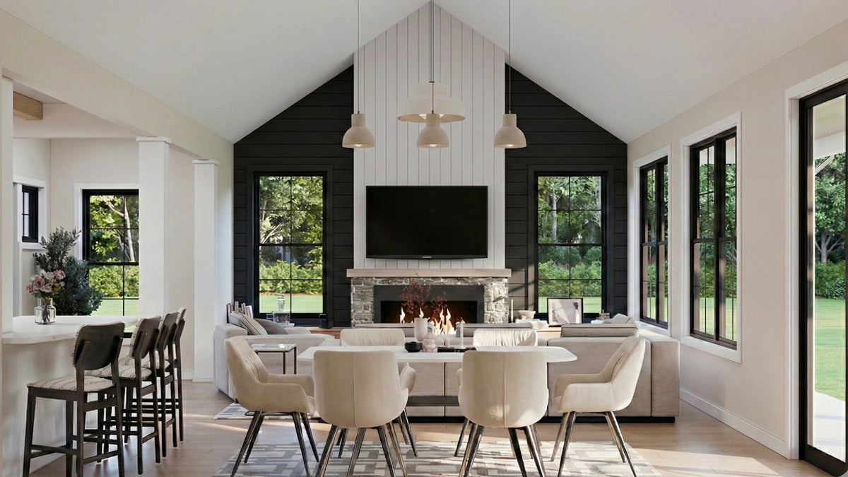 AJ7856-A Craftsman House Dining and Great Room, 3 to 4 Bedrooms, 2.5 Bathrooms | Plan VD1067