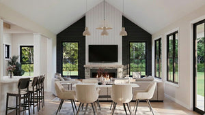 AJ7856-A Craftsman House Dining and Great Room, 3 to 4 Bedrooms, 2.5 Bathrooms | Plan VD1067