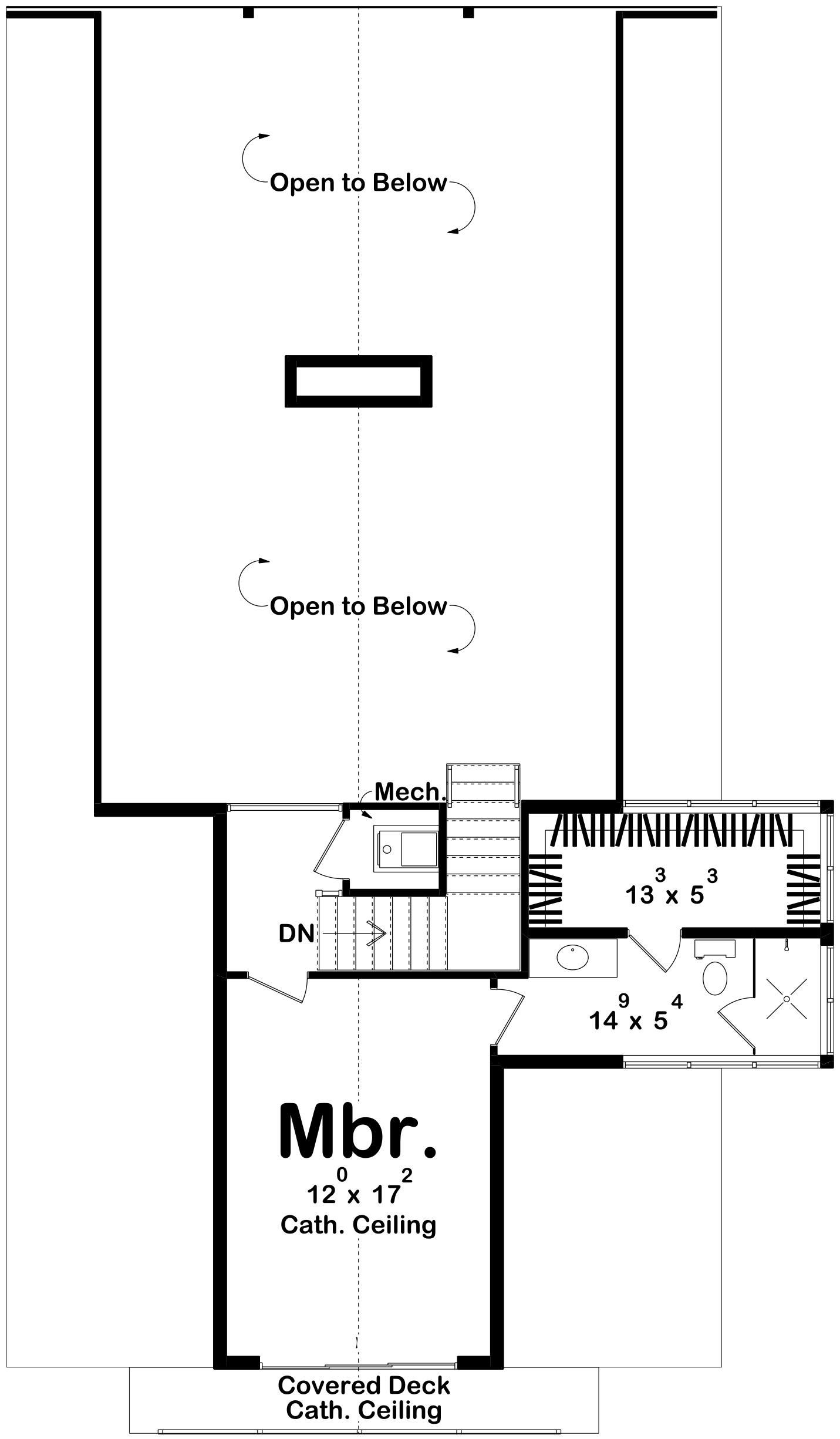 G7961-A Modern A-Frame House Second Floor Plan, 3 Bedrooms, 2 Bathrooms | Deadwood 30369 