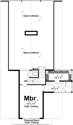 G7961-A Modern A-Frame House Second Floor Plan, 3 Bedrooms, 2 Bathrooms | Deadwood 30369 