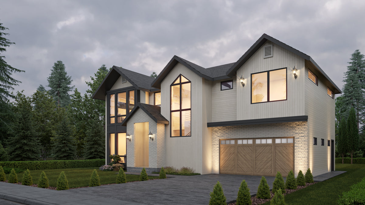 AC8167-A Contemporary House, 3 Bedrooms, 2.5 Bathrooms | Gentsaryuk House Plan Exterior-2