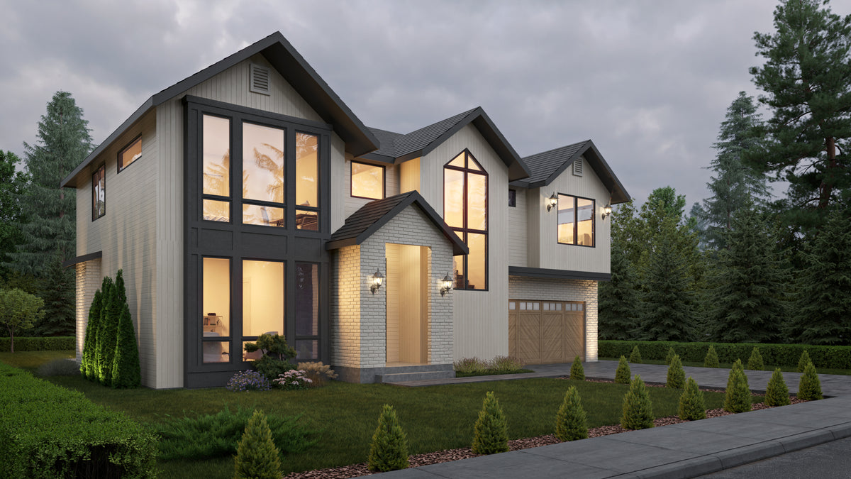 AC8167-A Contemporary House, 3 Bedrooms, 2.5 Bathrooms | Gentsaryuk House Plan Exterior-3
