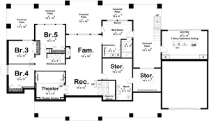 G7875-A Craftsman House Basement Floor Plan, 2 to 5 Bedrooms, 2.5 to 4.5 Bathrooms | Emerald Bay 30345