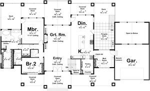 G7875-A Craftsman House, First Floor Plan, 2 to 5 Bedrooms, 2.5 to 4.5 Bathrooms | Emerald Bay 30345
