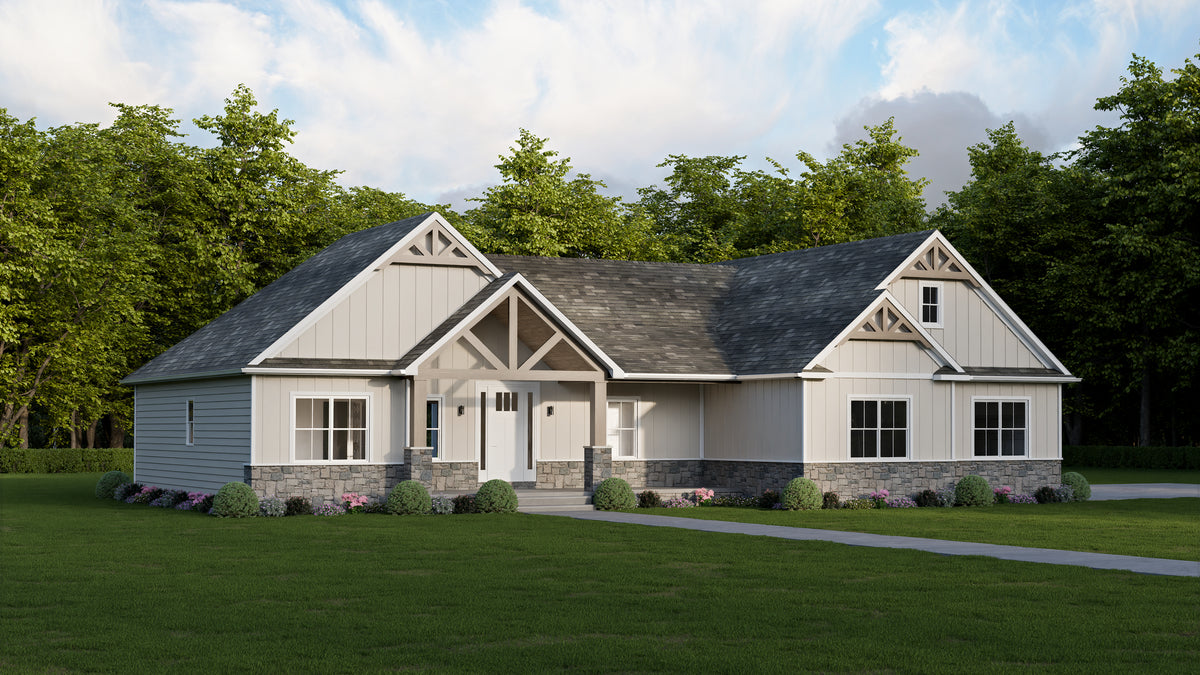 AJ7704-A Modern Farmhouse, 3 Bedrooms, 2 Bathrooms | Plan 1051 Exterior-2