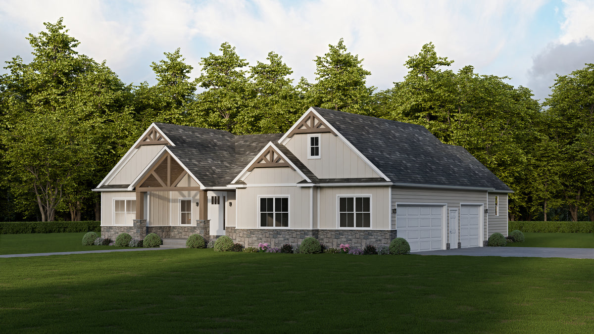 AJ7704-A Modern Farmhouse, 3 Bedrooms, 2 Bathrooms | Plan 1051 Exterior-3