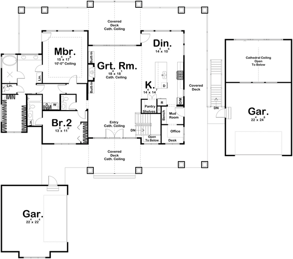 Flat Water House Plan | One Story House Plan | Lake Style House Plan