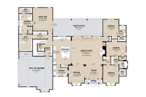 B7778-A Modern Farmhouse First Floor Plan, 4 Bedrooms, 3.5 Bathrooms | Silverbrook House Plan 
