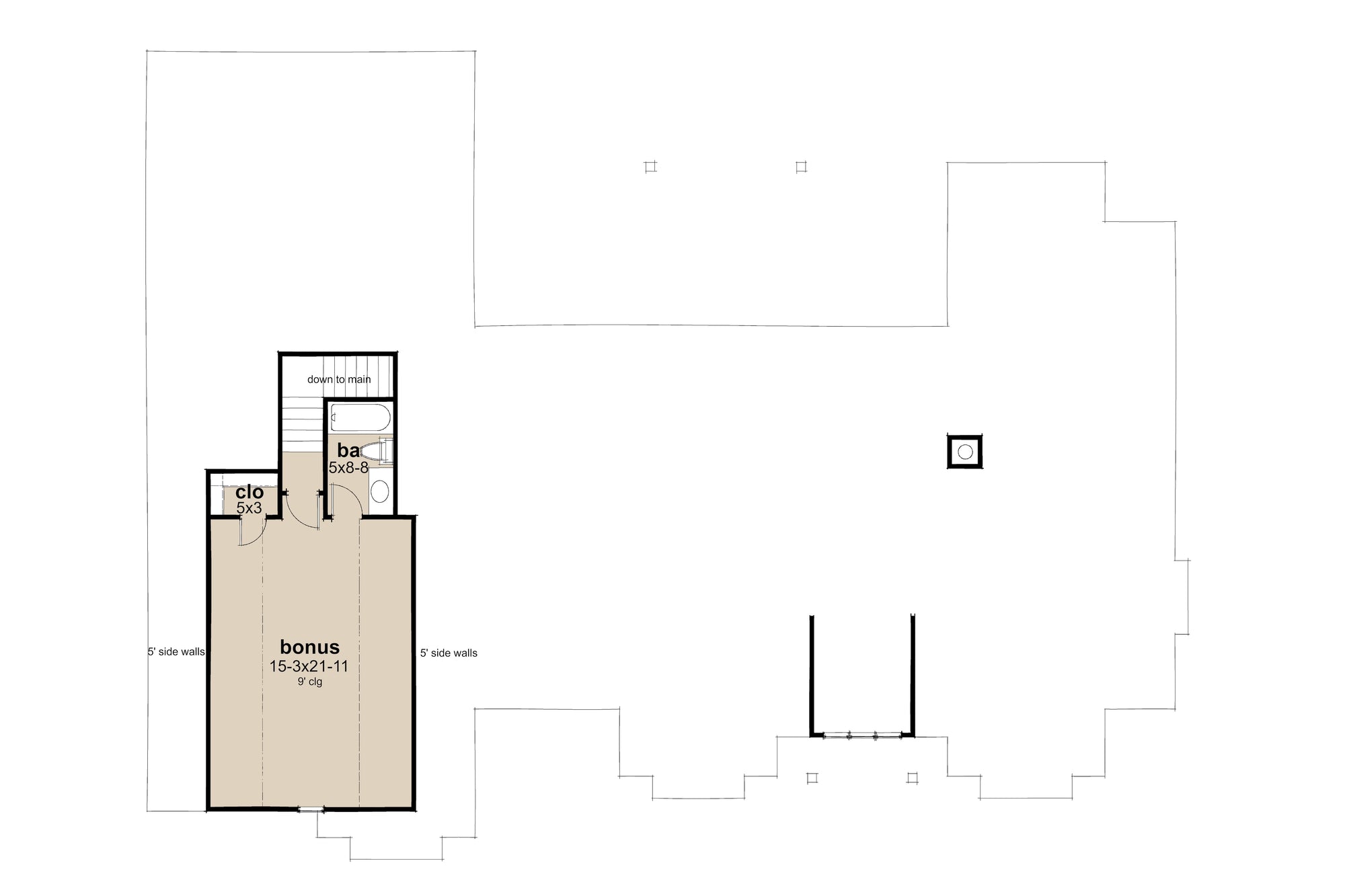 B7778-A Modern Farmhouse Bonus Room Floor Plan, 4 Bedrooms, 3.5 Bathrooms | Silverbrook House Plan 