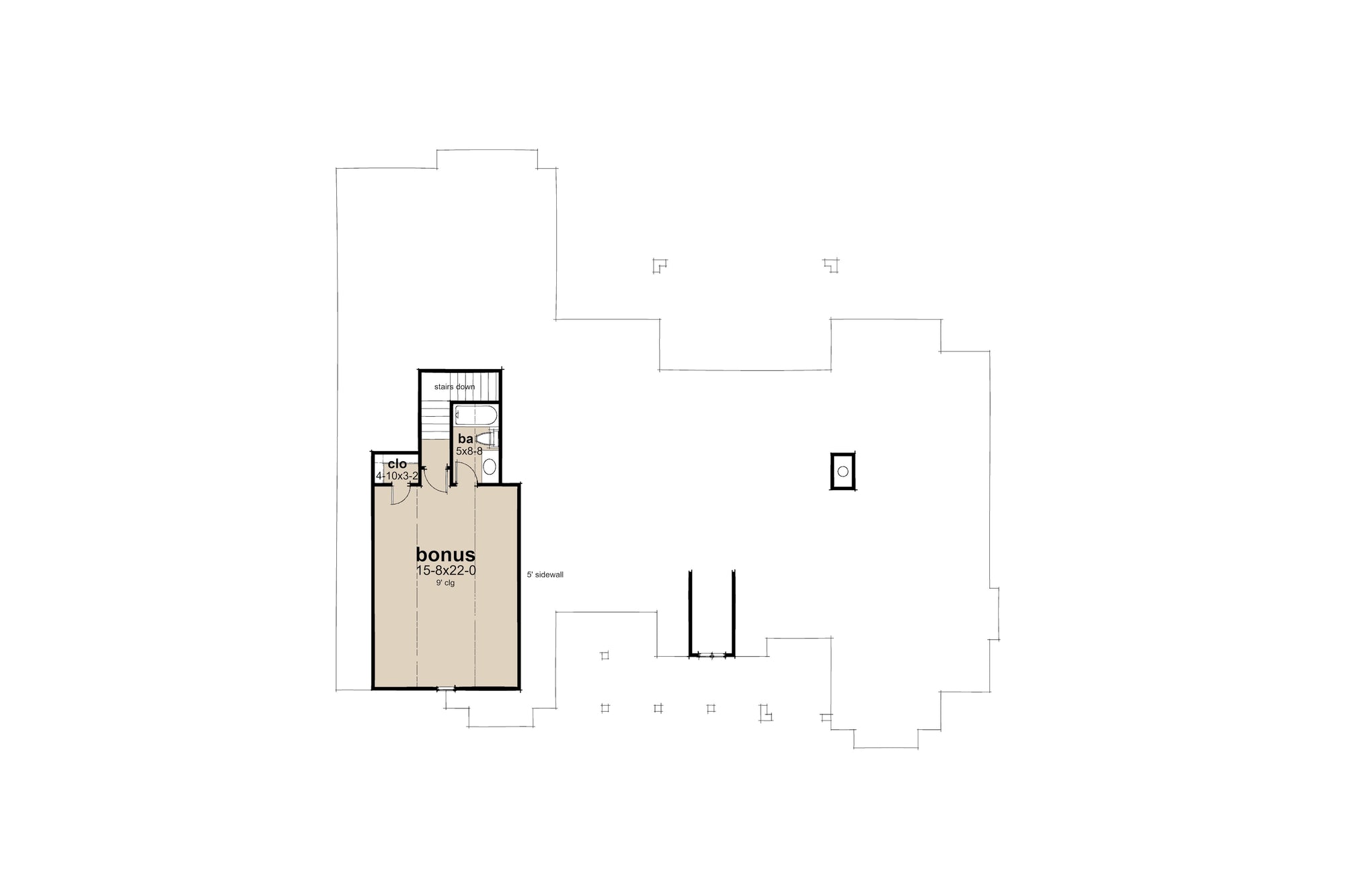 B7779-A Ranch House Bonus Room Floor Plan, 4 Bedrooms, 3.5 Bathrooms | Aurelius House Plan 