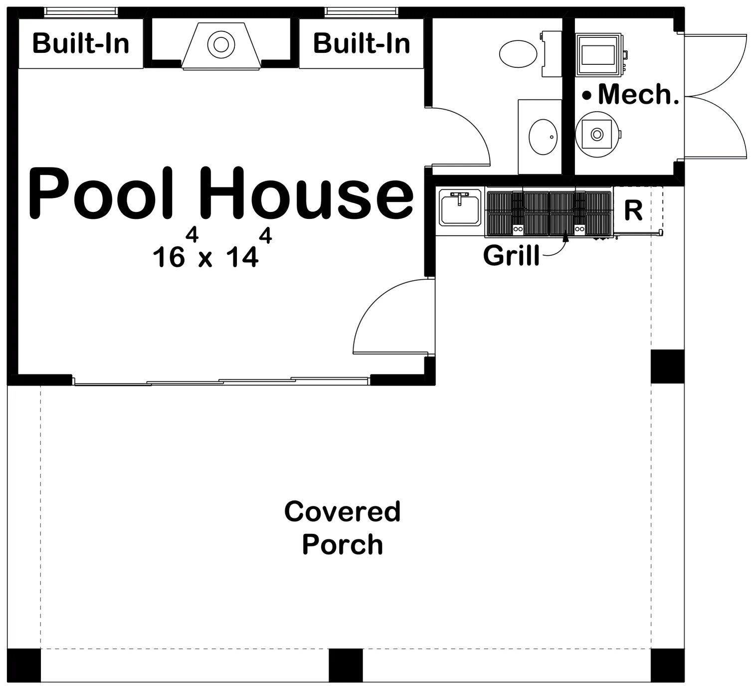 Granbury Pool House Plan - Archival Designs House Plans