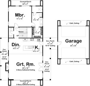 G7889-A Scandinavian Barndominium House First Floor Plan, 3 Bedrooms, 2.5 Bathrooms | Hazelwood 30589 