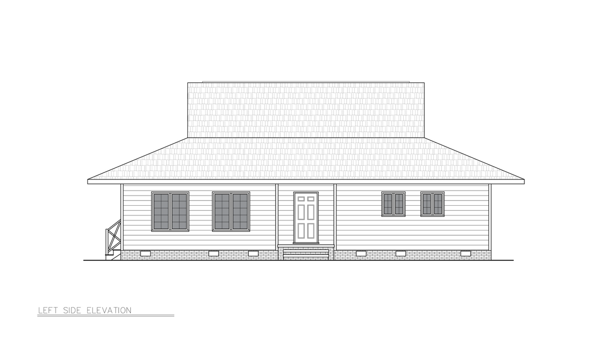 A8225-A Southern Style House, 5 Bedrooms, 3 Bathrooms | Langston22 House Plan Left Elevation