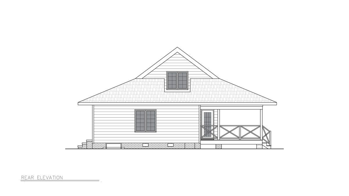 A8225-A Southern Style House, 5 Bedrooms, 3 Bathrooms | Langston22 House Plan Rear Elevation
