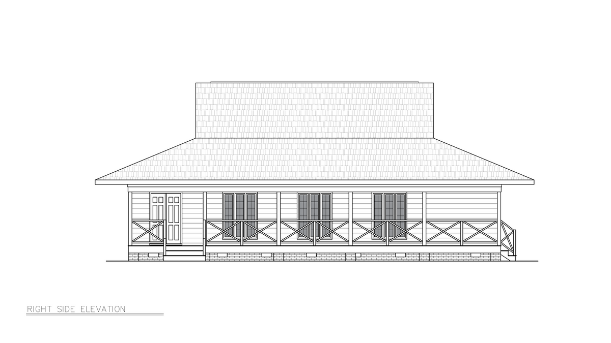 A8225-A Southern Style House, 5 Bedrooms, 3 Bathrooms | Langston22 House Plan Right Elevation