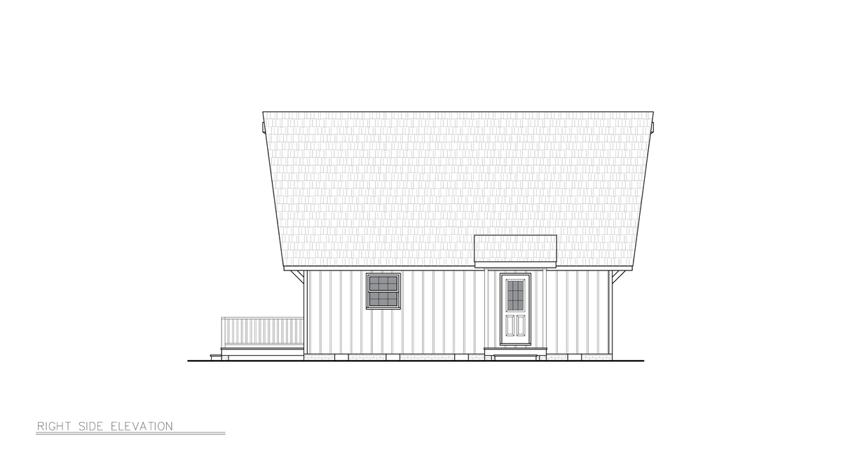 A8214-A Cottage House, 3 Bedrooms, 2 Bathrooms | Loden House Plan Right Elevation