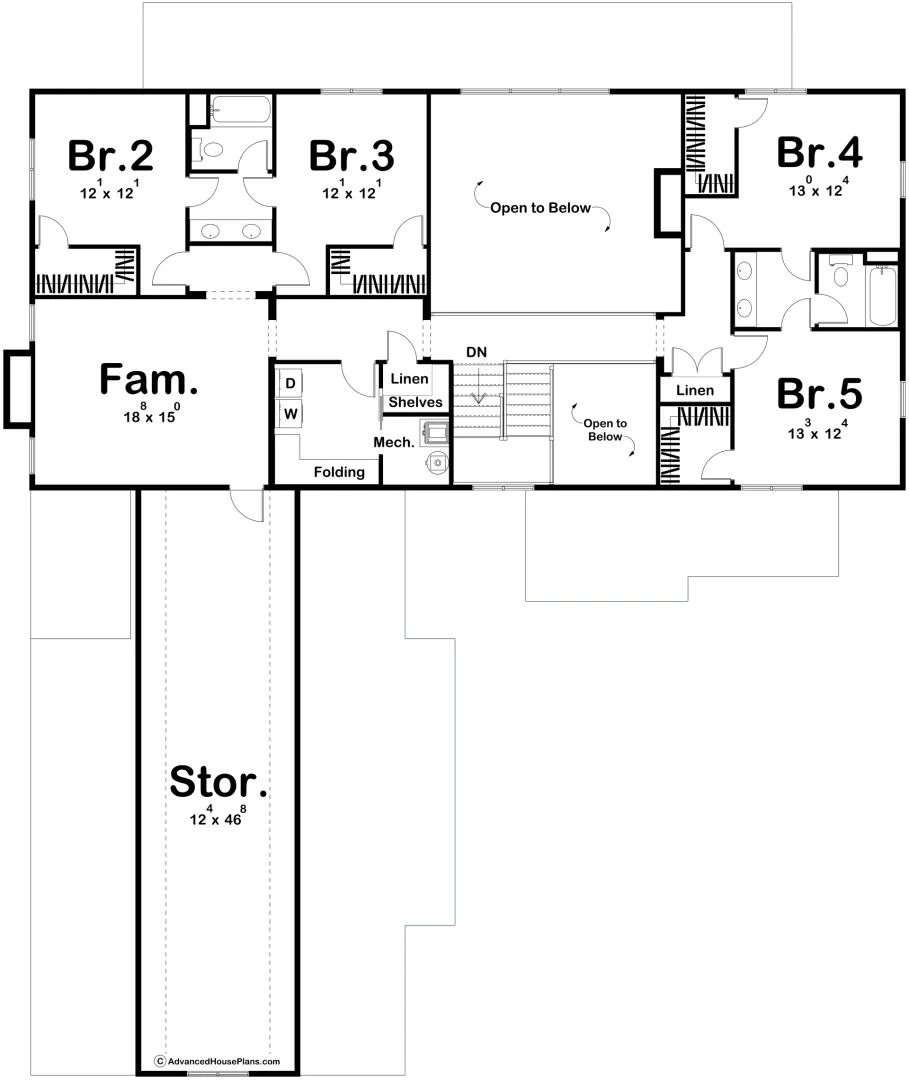 Longhorn Ranch Barndominium House - 2nd Floor Plan